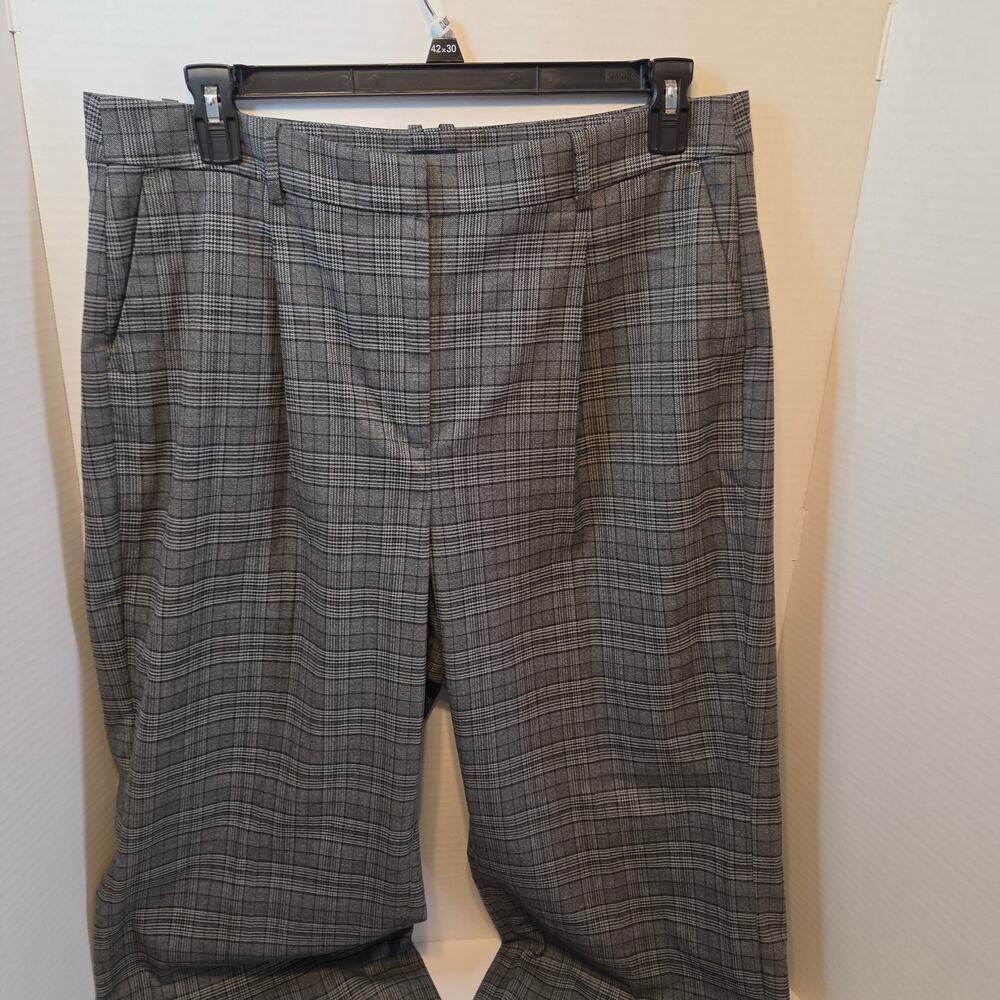 J. crew Women's Gray/Blk Plaid Pleated Dress Pants size 16 Tall
